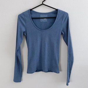 NWOT Aerie Ribbed Scoop Neck Top Blue Size M